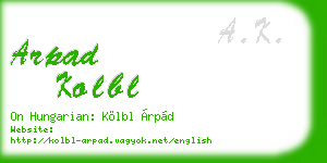 arpad kolbl business card